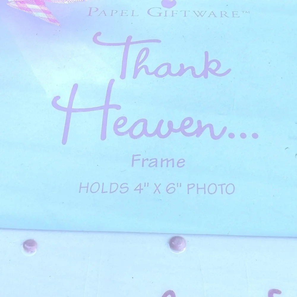 Papel Giftware Thank Heaven for Little Girls 4x6 Picture Frame Pink White Bow